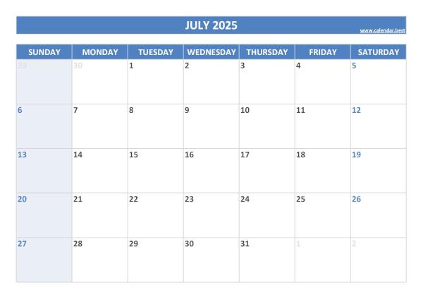 July calendar 2025
