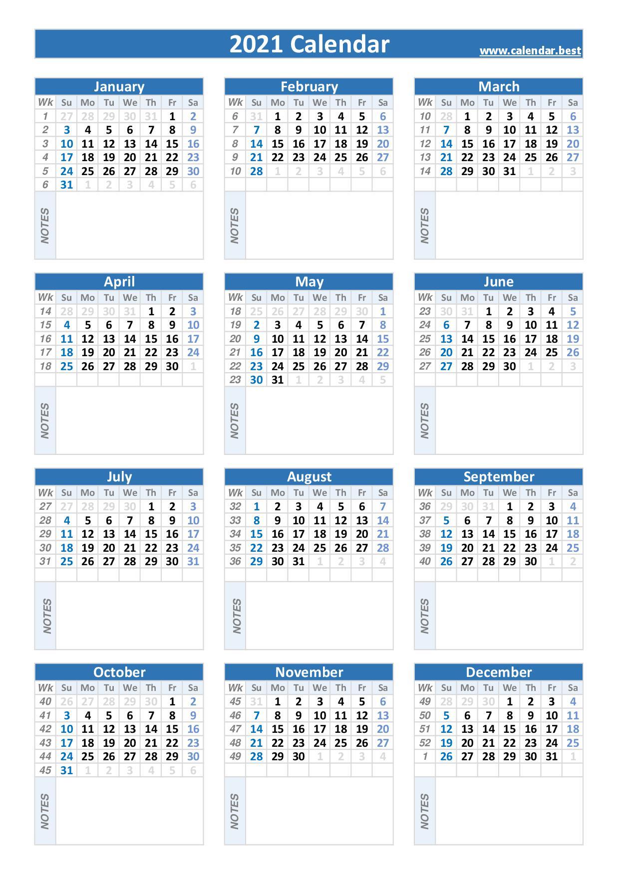 2021 calendar with week numbers -Calendar.best