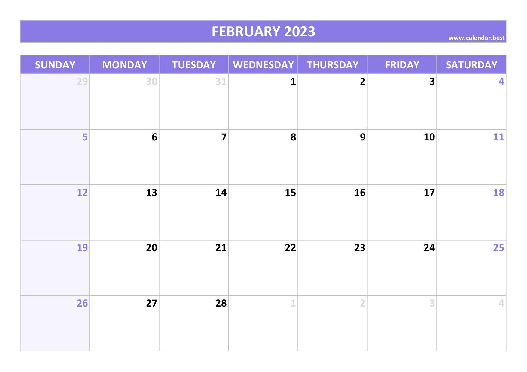 February 2023 Calendar Calendarbest