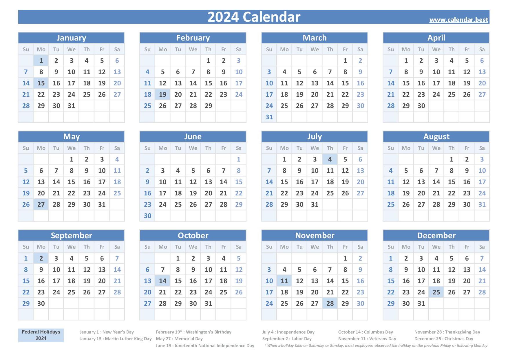 2024 Federal Holiday Calendar Printable Blank March 2024 Calendar